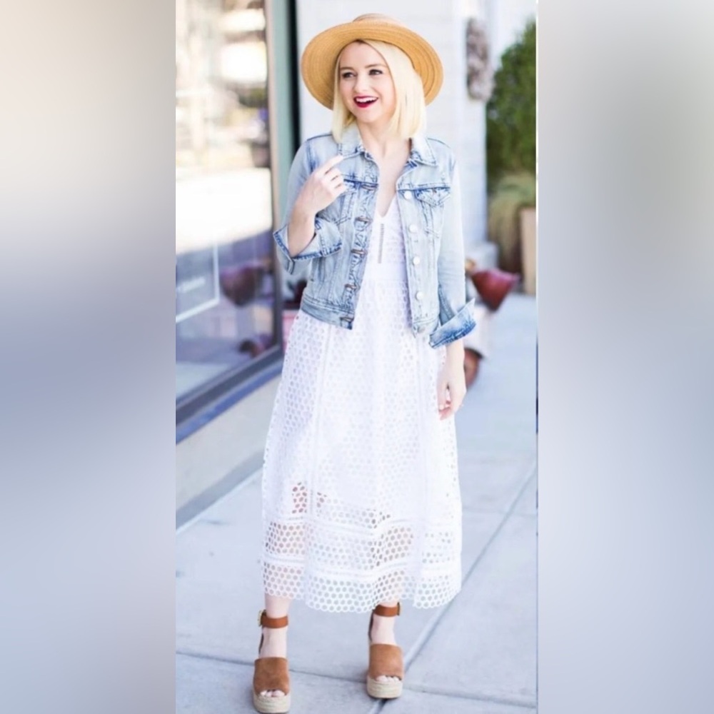 Abercrombie & Fitch Y2K White Crochet Tank Dress Size XS